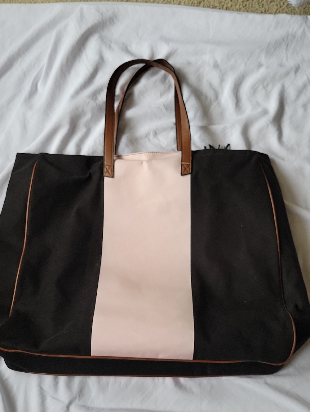Victoria's Secret Black & Pink Canvas Tote Bag - Picture 2 of 4